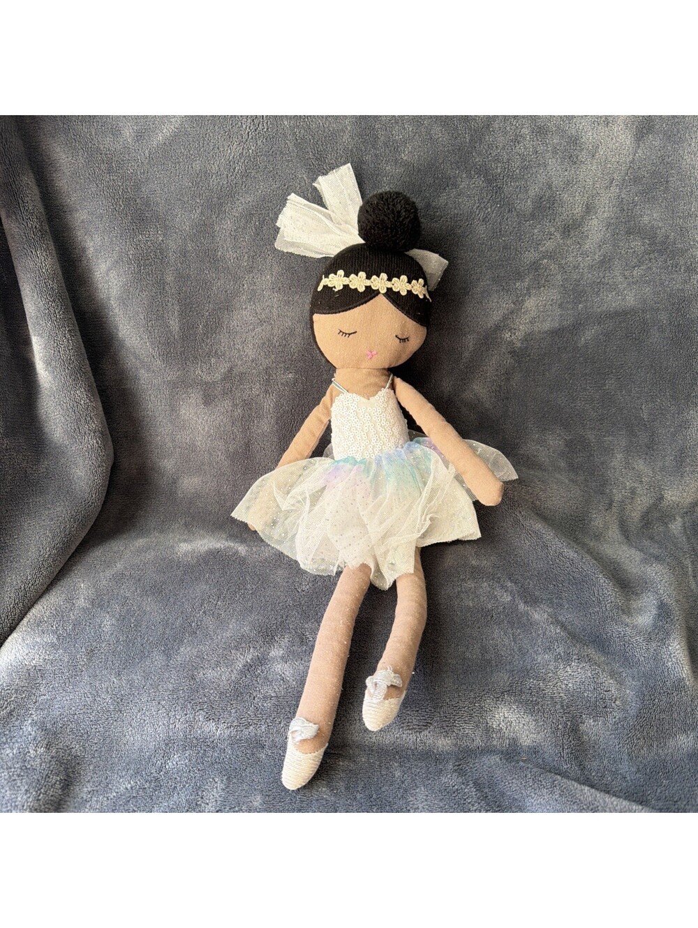 Hobby Lobby Ballerina Plush Doll 17 Inch White Silver Sequin Ballet Toy